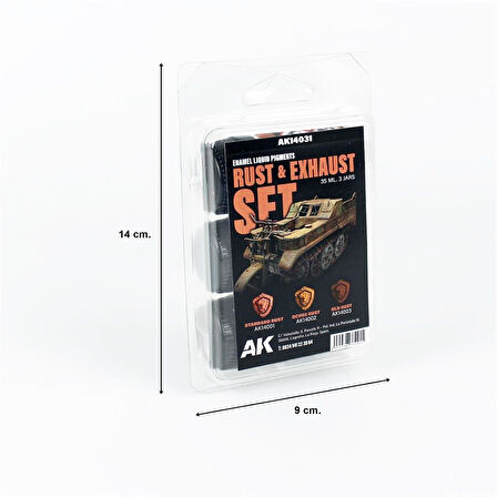 AK 14031 3x35 ml. Toz ve Egzost, Enamel Sıvı Pigment Seti