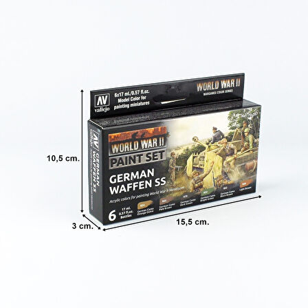 Vallejo 70207 6x18 ml. German Waffen SS, Model Color Serisi Model Boyası Seti