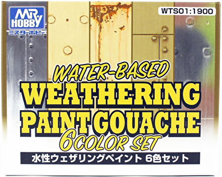 Mr.Hobby WTS-01 6x20 ml. Su Bazlı Guaj Eskitme Boyası Seti
