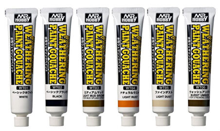 Mr.Hobby WTS-01 6x20 ml. Su Bazlı Guaj Eskitme Boyası Seti