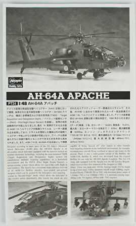 Hasegawa PT24 7224 1/48 Ölçek, AH-64A Apache, Askeri Helikopter Plastik Model Kiti