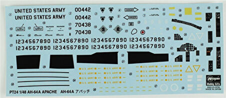 Hasegawa PT24 7224 1/48 Ölçek, AH-64A Apache, Askeri Helikopter Plastik Model Kiti