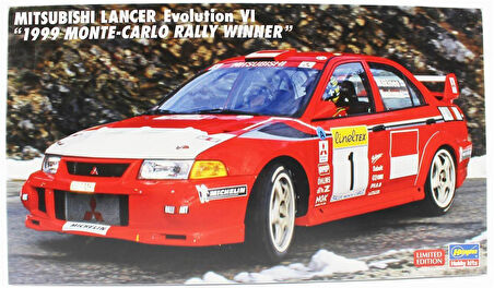 Hasegawa 20666 1/24 Ölçek, Mitsubishi Lancer Evolution VI (1999 Monte-Carlo Rally winner) (Limited Edition) Yarış Aracı Plastik