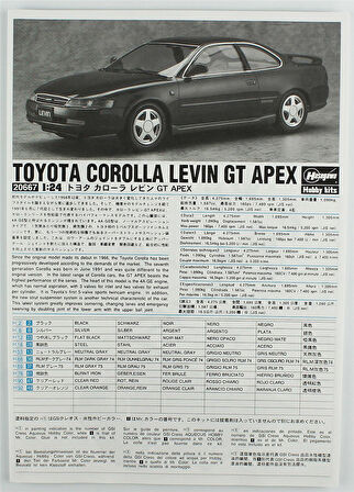 Hasegawa 20667 1/24 Ölçek, Toyota Corolla Levin GT Apex Super Strut Suspension, (Limited Edition) Otomobil Plastik Model Kiti