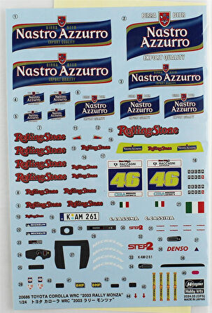 Hasegawa 20686 1/24 Ölçek, Toyota Corolla WRC (2003 Rally Monza), (Limited Edition) Yarış Aracı Plastik Model Kiti