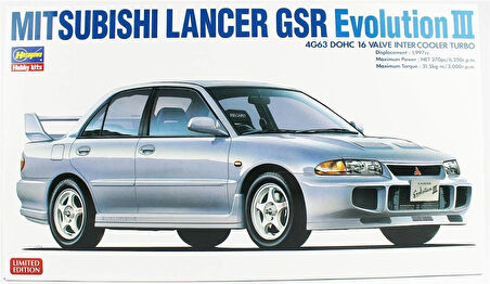 Hasegawa 20708 1/24 Ölçek, Mitsubishi Lancer GSR Evolution III, Otomobil Plastik Model Kiti