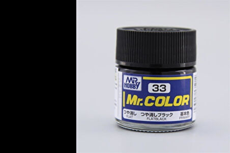 Mr.Hobby C-033 10 ml. Flat Black, Mr.Color Serisi Model Boyası