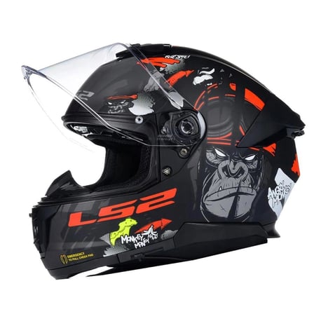 LS2 STREAM 2 ANGRY MONKEY M. BLACK RED KASK 