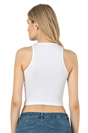 Kadın Pamuklu Crop Fitilli Örme Atlet | 26814