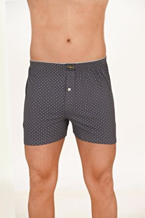 Erkek 5'li Paket Havlu Bel Pamuklu Düğmeli Desenli Boxer | 11112