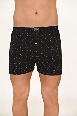 Erkek 5'li Paket Havlu Bel Pamuklu Düğmeli Desenli Boxer | 11112