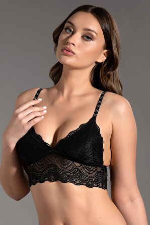 Dantelli Taşlı Ayarlanabilir Askılı Kadın Bustiyer Bralet | New Bra 9009