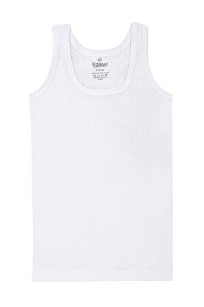 Erkek Çocuk %100 Pamuklu Süprem Kalın Askılı Atlet | Beyaz K0702