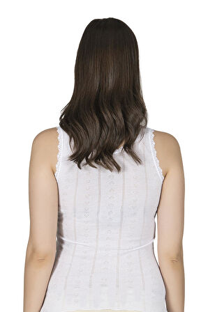 Kadın Transferli Ribana Esnek Yumoş Atlet | Beyaz K23493