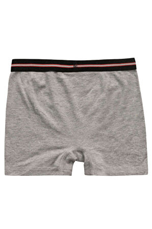 Erkek Çocuk %100 Pamuklu Esnek Yumuşak Boxer Şort | Gri Melanj K0711