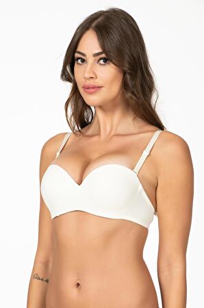 Straplez Dolgulu Sütyen Ekru | Belvu 1110P 