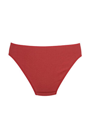 Fitilli Ribana Pamuklu Esnek Rahat Slip Bikini Külot | Bordo 26000