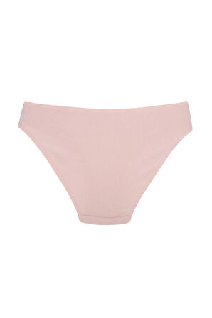 Fitilli Ribana Pamuklu Esnek Rahat Slip Bikini Külot | Toz Pembe 26000