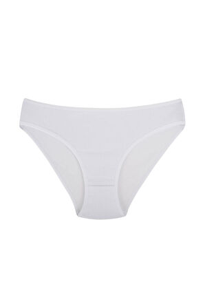 Fitilli Ribana Pamuklu Esnek Rahat Slip Bikini Külot | Beyaz 26000