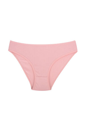 Fitilli Ribana Pamuklu Esnek Rahat Slip Bikini Külot | Pembe 26000