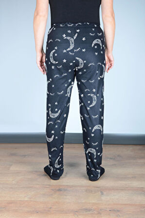Kadın Süet Pijama Tek Alt | Ayyıldız Siyah