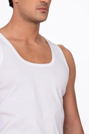 3'lü Paket Pamuklu Süprem Kalın Askılı Klasik Erkek Atlet | Beyaz K0050