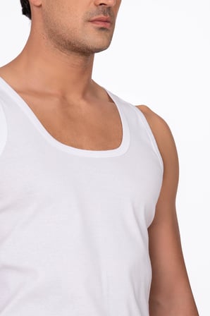 3'lü Paket Pamuklu Süprem Kalın Askılı Klasik Erkek Atlet | Beyaz K0050
