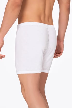 Erkek Pamuklu Penye Paçalı Boxer 3'lü Paket – Rahat & Dayanıklı | Beyaz K0043