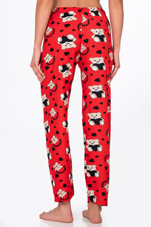 Kadın Süet Kalpli Ayıcık Desenli Pijama Tek Alt