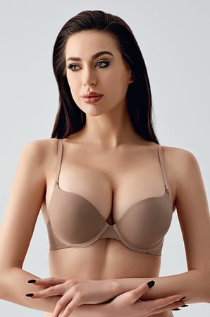 Kadın Push-Up Etkili Destekli Saten Görünümlü Sütyen | Cappuccino 7030