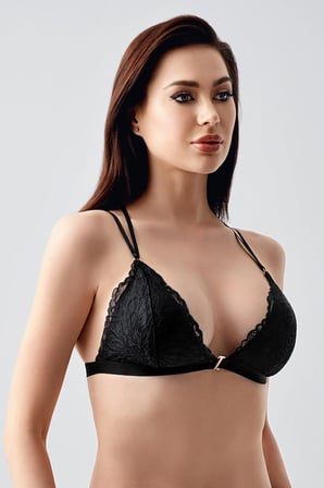 Sırt Tasarım Detay Dantelli Üçgen Bralet | Siyah 8326