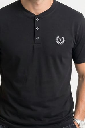 Erkek % 100 Pamuk Düğmeli Yaka Altı Ekoseli Cepli Kısa Kol Pijama Takımı | Siyah 1000-69