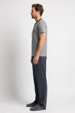 Erkek Penye Süprem Genç Önü Patlı Altı Uzun Pijama Takım | Gri 65141-723
