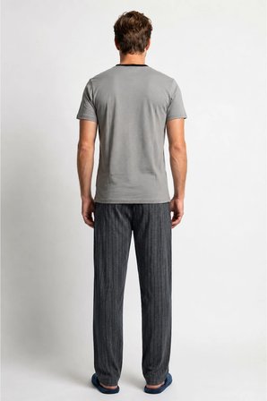 Erkek Penye Süprem Genç Önü Patlı Altı Uzun Pijama Takım | Gri 65141-723