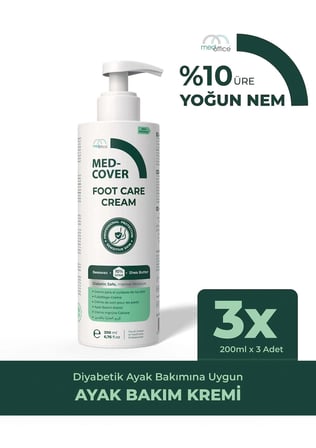MED-COVER Ayak Bakım Kremi x 3 adet– Uyumlu & Hassas Ciltlere Özel (%10 Üre, Shea Butter, Beeswax)