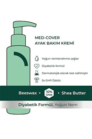 MED-COVER Ayak Bakım Kremi x 3 adet– Uyumlu & Hassas Ciltlere Özel (%10 Üre, Shea Butter, Beeswax)