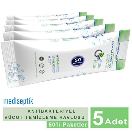 Mediseptik Antibakteriyel Vücut Temizleme Havlusu 50 li  x 5 adet