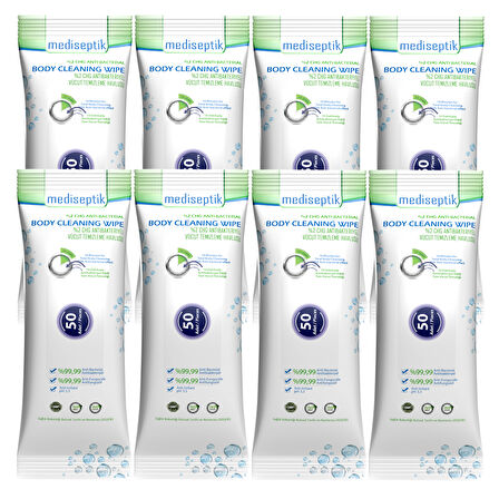 Mediseptik Antibakteriyel Vücut Temizleme Havlusu 50 li  x 8 adet