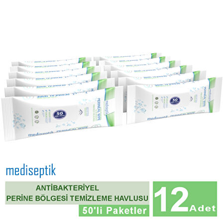 Mediseptik Antibakteriyel Perine Bölgesi Temizleme Havlusu 50 li x 12 adet