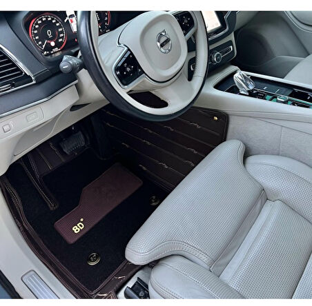 Volvo Xc90 2015-2024 Arası 5 Kişilik Aracına Özel 8d Çift Katmanlı Havuzlu Paspas Takımı (Kahverengi)