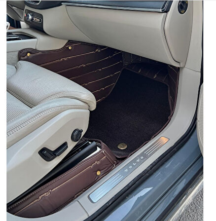 Volvo Xc90 2015-2024 Arası 7 Kişilik Aracına Özel 8d Çift Katmanlı Havuzlu Paspas Takımı (Kahverengi)