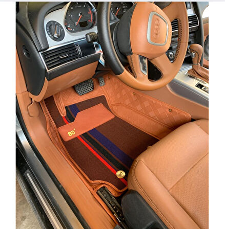 Audi A6 2005-2011 Arası Aracına Özel 8d Çift Katmanlı Havuzlu Paspas Takımı (Kahverengi)