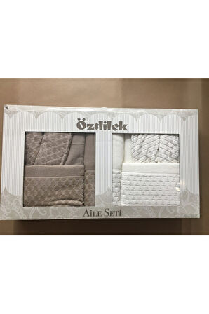 Özdilek Adria Aile Bornoz Seti Kahve-krem