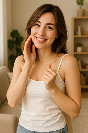 Kadın Beyaz %100 Pamuk Rahat Kalıp Ip Askılı Atlet