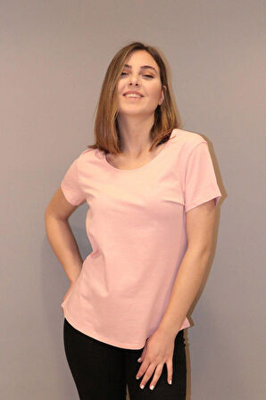 Rich Kadın Bisiklet Yaka T-shirt %100 Pamuk Tişört