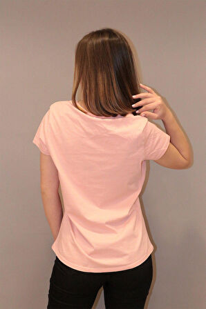 Rich Kadın Bisiklet Yaka T-shirt %100 Pamuk Tişört