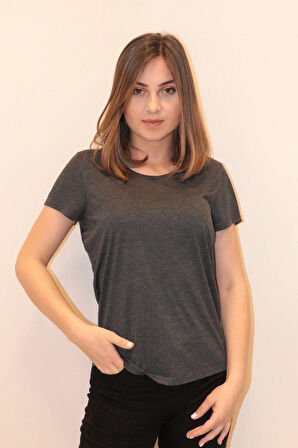 Rich Kadın Bisiklet Yaka T-shirt %100 Pamuk Tişört