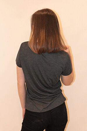 Rich Kadın Bisiklet Yaka T-shirt %100 Pamuk Tişört