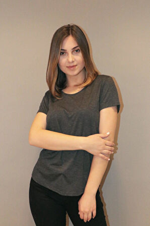 Rich Kadın Bisiklet Yaka T-shirt %100 Pamuk Tişört