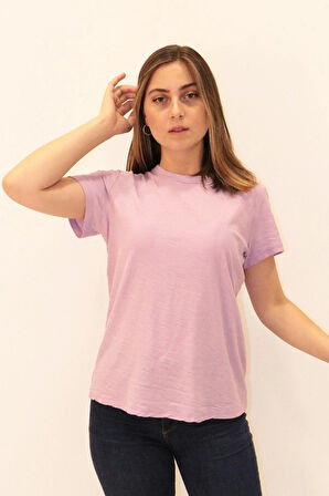 Rich Kadın Organik Bisiklet Yaka T-shirt %100 Pamuk Tişört